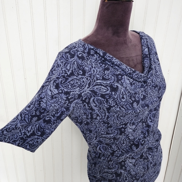 Motherhood Maternity Short Sleeve Top Womens Blue Paisley Round Hem Soft Modal M - Picture 6 of 12